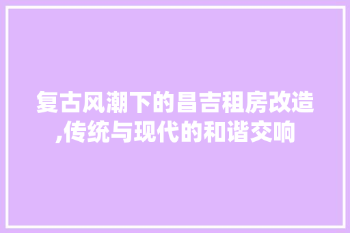 复古风潮下的昌吉租房改造,传统与现代的和谐交响