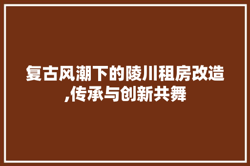 复古风潮下的陵川租房改造,传承与创新共舞
