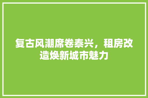 复古风潮席卷泰兴，租房改造焕新城市魅力