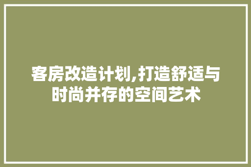 客房改造计划,打造舒适与时尚并存的空间艺术