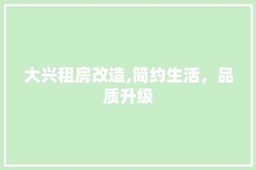 大兴租房改造,简约生活，品质升级