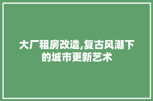 大厂租房改造,复古风潮下的城市更新艺术