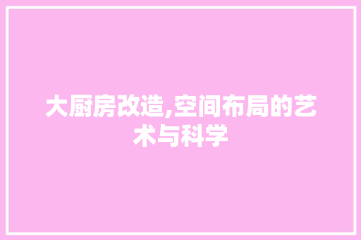 大厨房改造,空间布局的艺术与科学