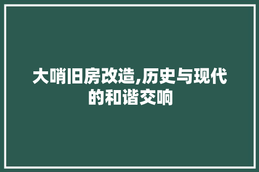 大哨旧房改造,历史与现代的和谐交响
