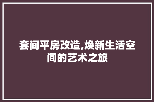套间平房改造,焕新生活空间的艺术之旅