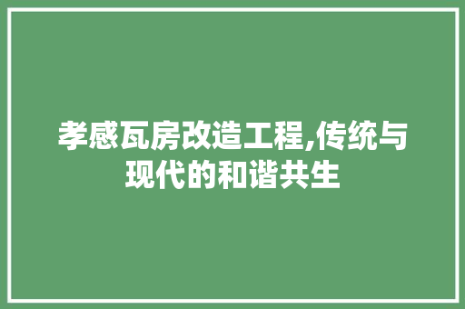 孝感瓦房改造工程,传统与现代的和谐共生