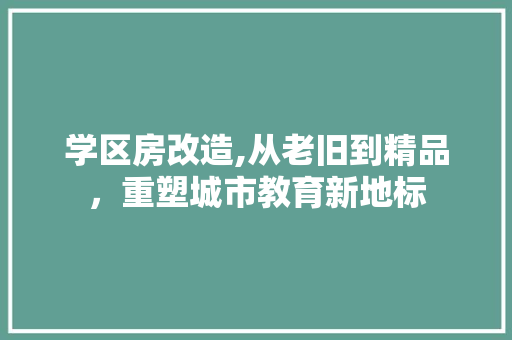 学区房改造,从老旧到精品，重塑城市教育新地标
