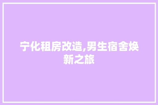宁化租房改造,男生宿舍焕新之旅