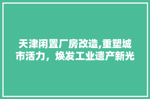 天津闲置厂房改造,重塑城市活力，焕发工业遗产新光彩