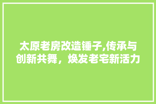 太原老房改造锤子,传承与创新共舞，焕发老宅新活力