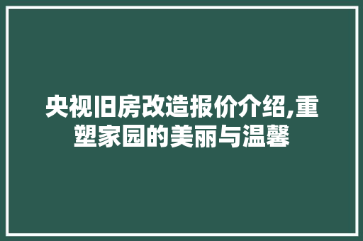 央视旧房改造报价介绍,重塑家园的美丽与温馨