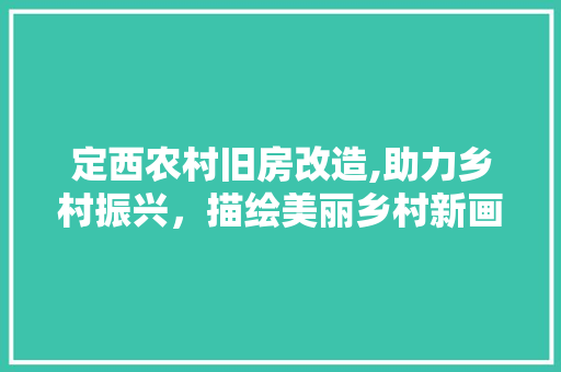 定西农村旧房改造,助力乡村振兴，描绘美丽乡村新画卷