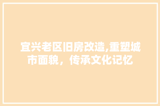 宜兴老区旧房改造,重塑城市面貌，传承文化记忆