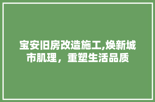 宝安旧房改造施工,焕新城市肌理，重塑生活品质