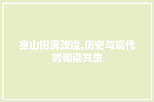 宝山旧房改造,历史与现代的和谐共生