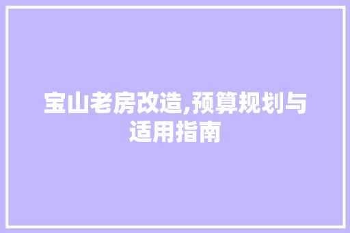 宝山老房改造,预算规划与适用指南