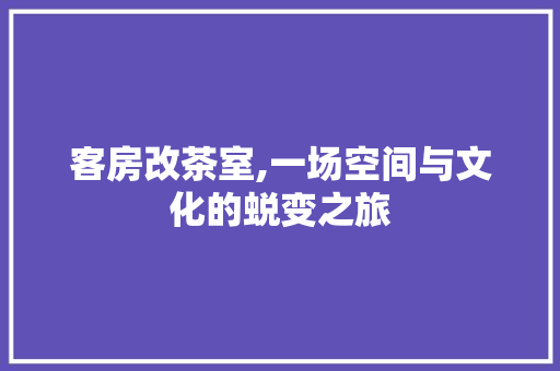 客房改茶室,一场空间与文化的蜕变之旅