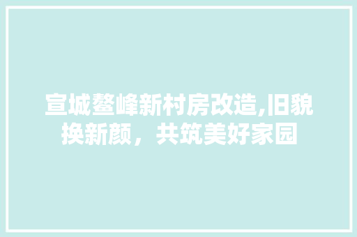 宣城鳌峰新村房改造,旧貌换新颜，共筑美好家园
