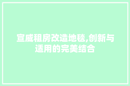 宣威租房改造地毯,创新与适用的完美结合