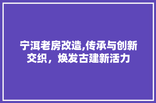 宁洱老房改造,传承与创新交织，焕发古建新活力