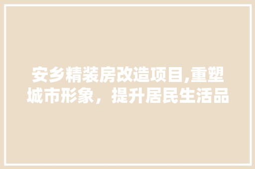 安乡精装房改造项目,重塑城市形象，提升居民生活品质