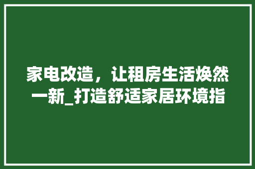 家电改造，让租房生活焕然一新_打造舒适家居环境指南