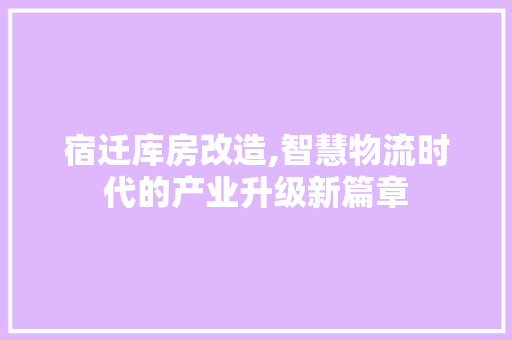 宿迁库房改造,智慧物流时代的产业升级新篇章