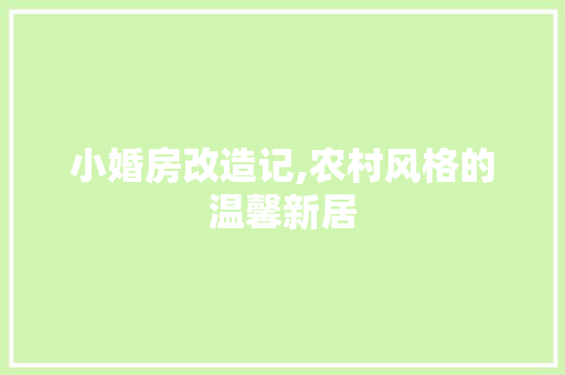 小婚房改造记,农村风格的温馨新居