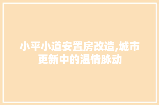 小平小道安置房改造,城市更新中的温情脉动