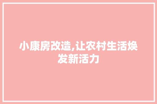 小康房改造,让农村生活焕发新活力