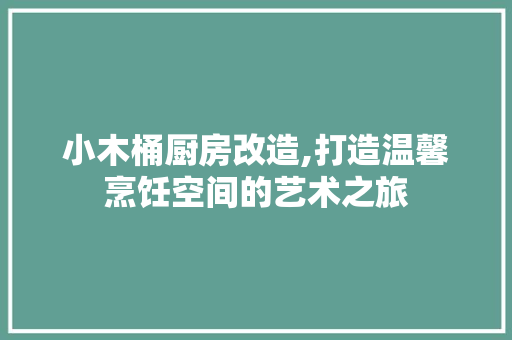 小木桶厨房改造,打造温馨烹饪空间的艺术之旅