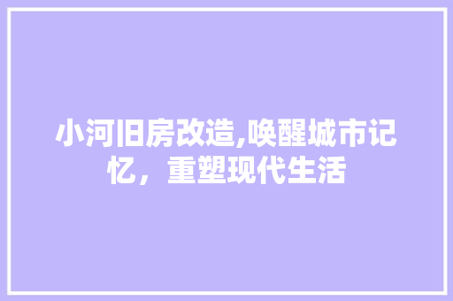 小河旧房改造,唤醒城市记忆，重塑现代生活