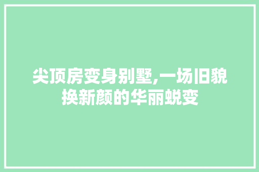 尖顶房变身别墅,一场旧貌换新颜的华丽蜕变