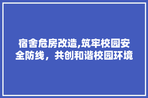 宿舍危房改造,筑牢校园安全防线，共创和谐校园环境
