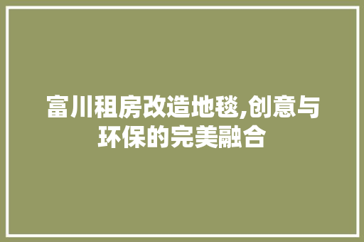 富川租房改造地毯,创意与环保的完美融合
