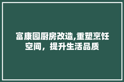 富康园厨房改造,重塑烹饪空间，提升生活品质