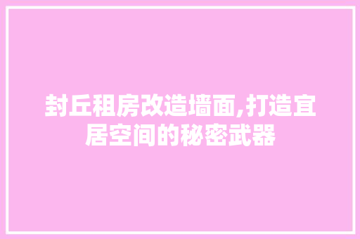 封丘租房改造墙面,打造宜居空间的秘密武器