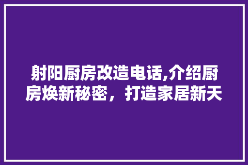 射阳厨房改造电话,介绍厨房焕新秘密，打造家居新天地