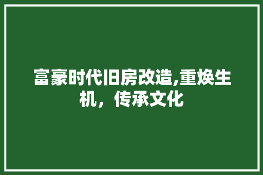 富豪时代旧房改造,重焕生机，传承文化