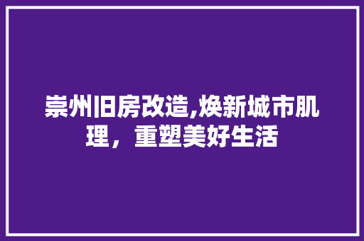 崇州旧房改造,焕新城市肌理，重塑美好生活
