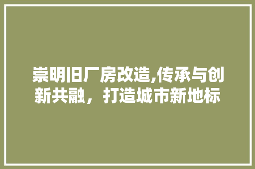 崇明旧厂房改造,传承与创新共融，打造城市新地标