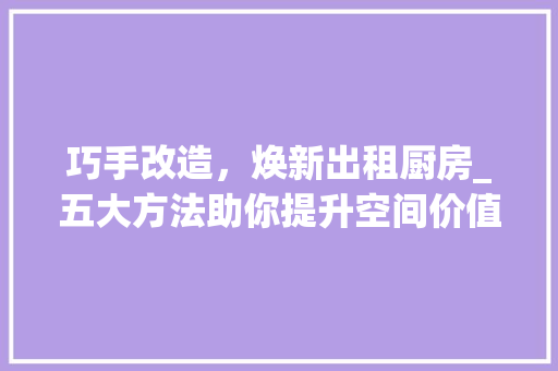 巧手改造，焕新出租厨房_五大方法助你提升空间价值