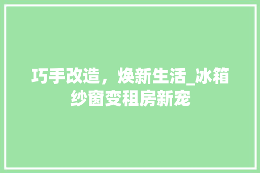巧手改造，焕新生活_冰箱纱窗变租房新宠