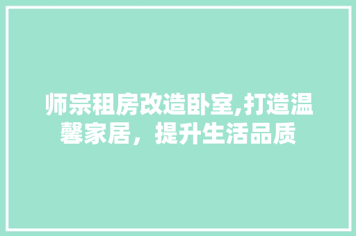 师宗租房改造卧室,打造温馨家居，提升生活品质