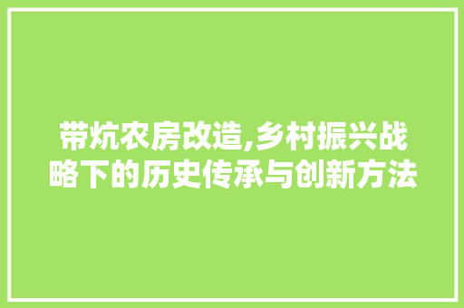 带炕农房改造,乡村振兴战略下的历史传承与创新方法