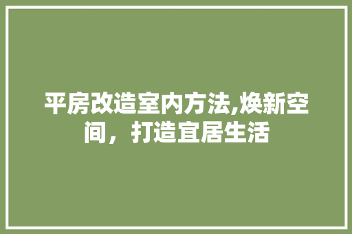 平房改造室内方法,焕新空间，打造宜居生活