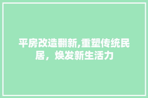 平房改造翻新,重塑传统民居，焕发新生活力