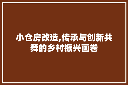 小仓房改造,传承与创新共舞的乡村振兴画卷