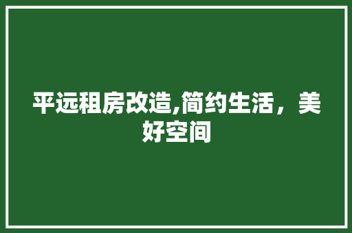 平远租房改造,简约生活，美好空间