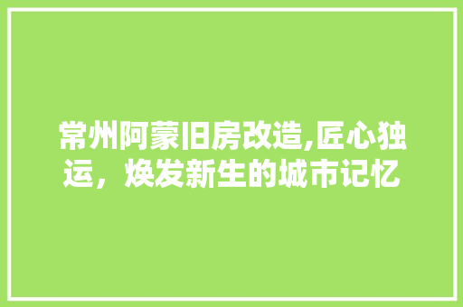 常州阿蒙旧房改造,匠心独运，焕发新生的城市记忆